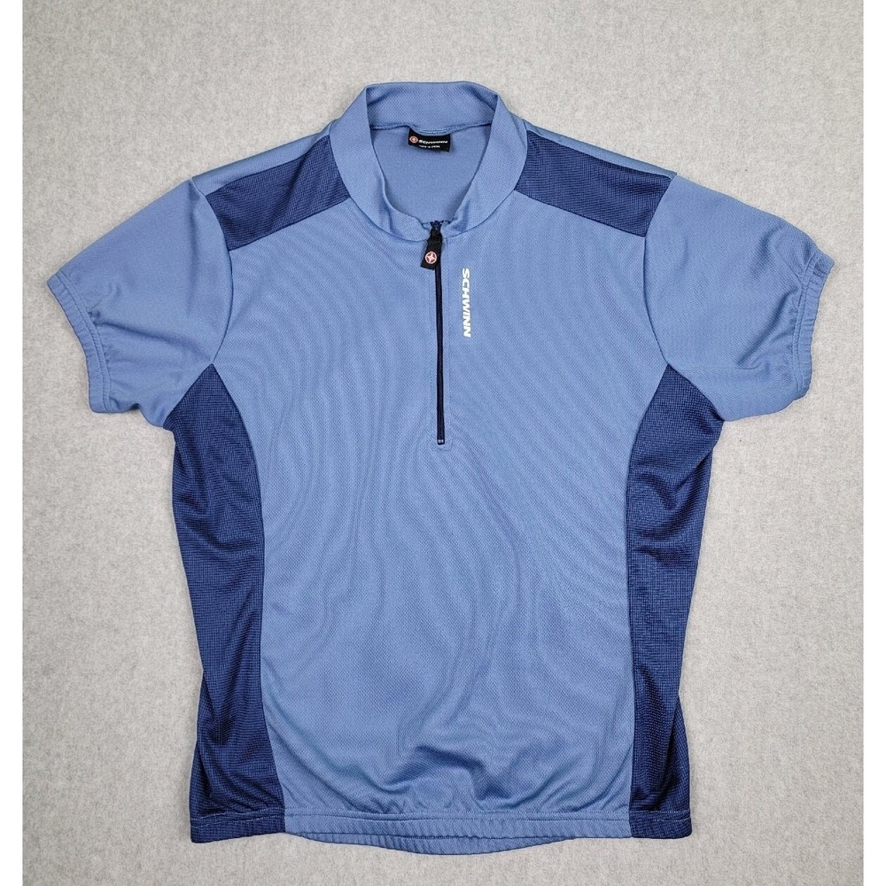 Schwinn Short Sleeve Cycling Jersey in Light Blue and Navy Blue